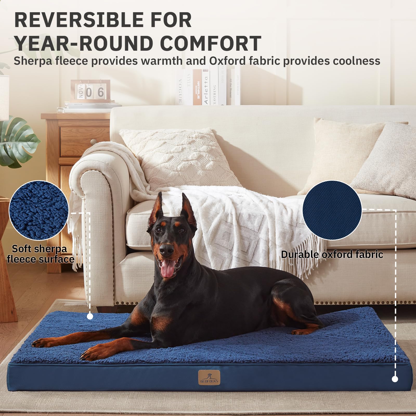 Bedfolks Orthopedic Dog Bed For Jumbo Dogs - Egg Foam Dog Crate Bed With Removable Waterproof Cover, Pet Bed Mat Suitable For Do